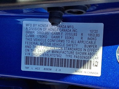 2020 Honda Civic Si Manual