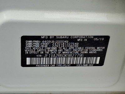 2019 Subaru WRX STI Manual