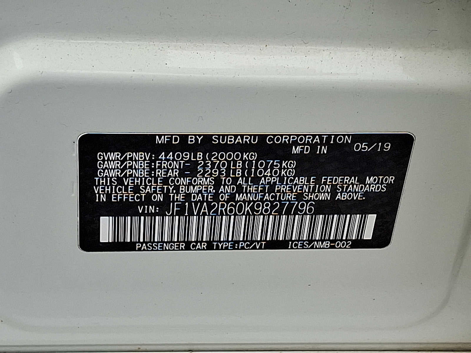 2019 Subaru WRX STI Manual