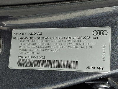 2018 Audi A3 2.0 TFSI Premium Plus quattro AWD