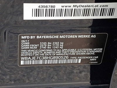 2017 BMW 5 Series 540i xDrive Sedan