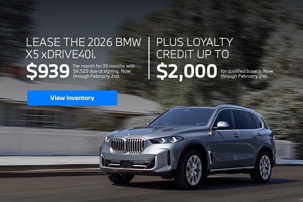 2026 X5 lease starting at $939 per month for 39 months