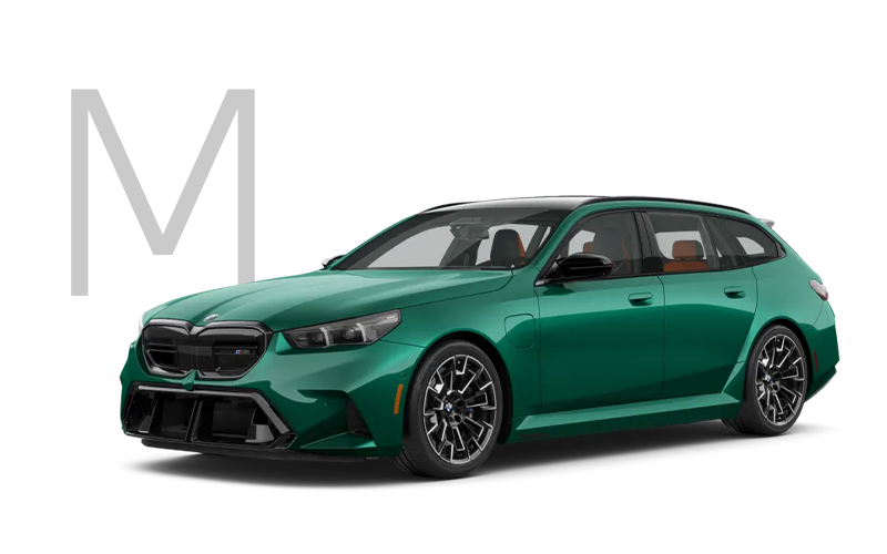 The new BMW M5 Touring in green with M logo. | BMW of Newton in Newton NJ