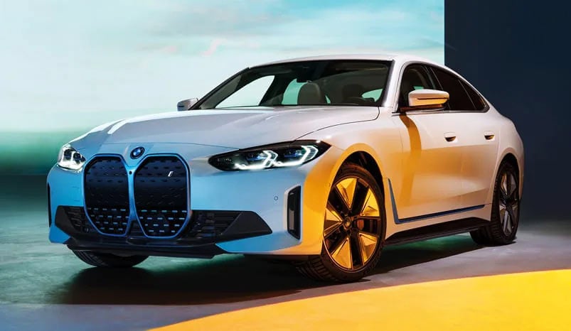 Front quarter view of the BMW i4 eDrive40 electric vehicle | BMW of Newton in Newton NJ