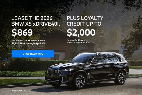 2026 X5 lease starting at $869 per month for 39 months