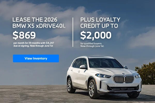 2026 X5 lease starting at $869 per month for 39 months